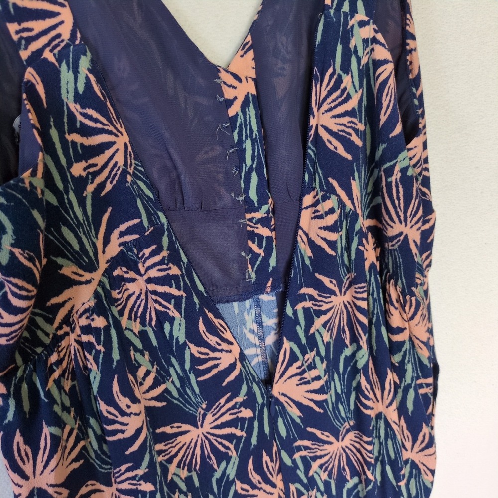 Madewell Oasis Palms Wide Leg Jumpsuit V Back Tropical Resort 6 Beachy Coastal - Picture 8 of 11
